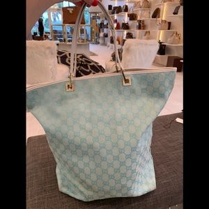 GUCCI Bag Eclipse Canvas Tote Light Blue